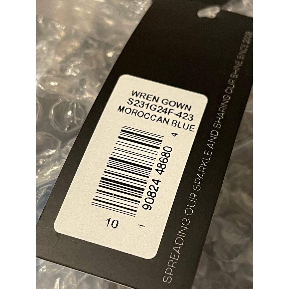 Sachin & Babi NEW Size 10 Moroccan Blue Crepe Embroidered Wren Cape Maxi Gown - Picture 8 of 12